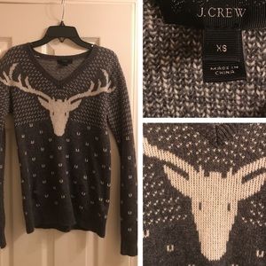 J Crew Wool Reindeer Christmas Holiday Sweater